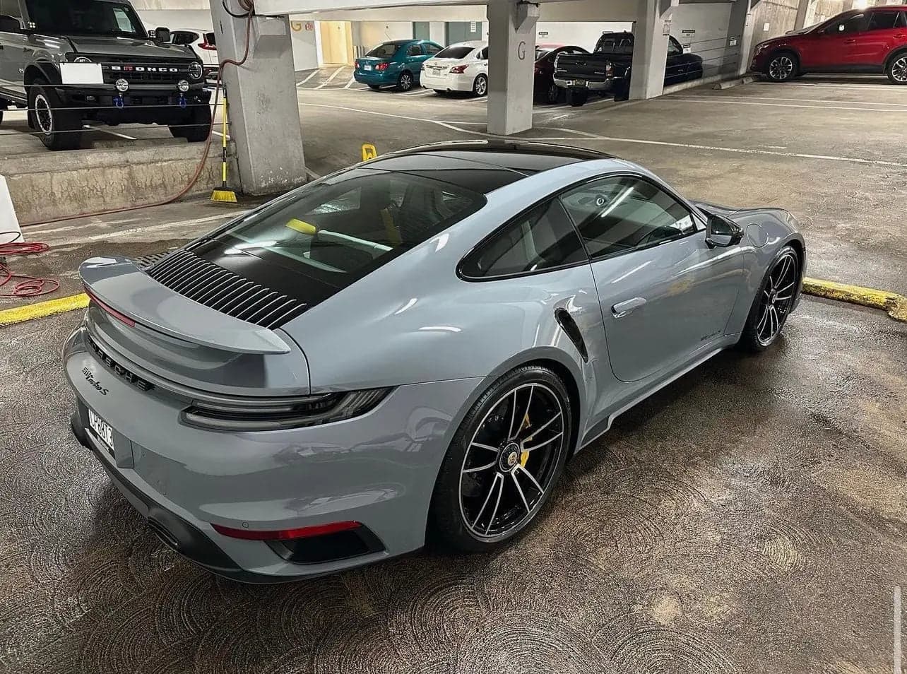 Clean sports car in a detailing studio